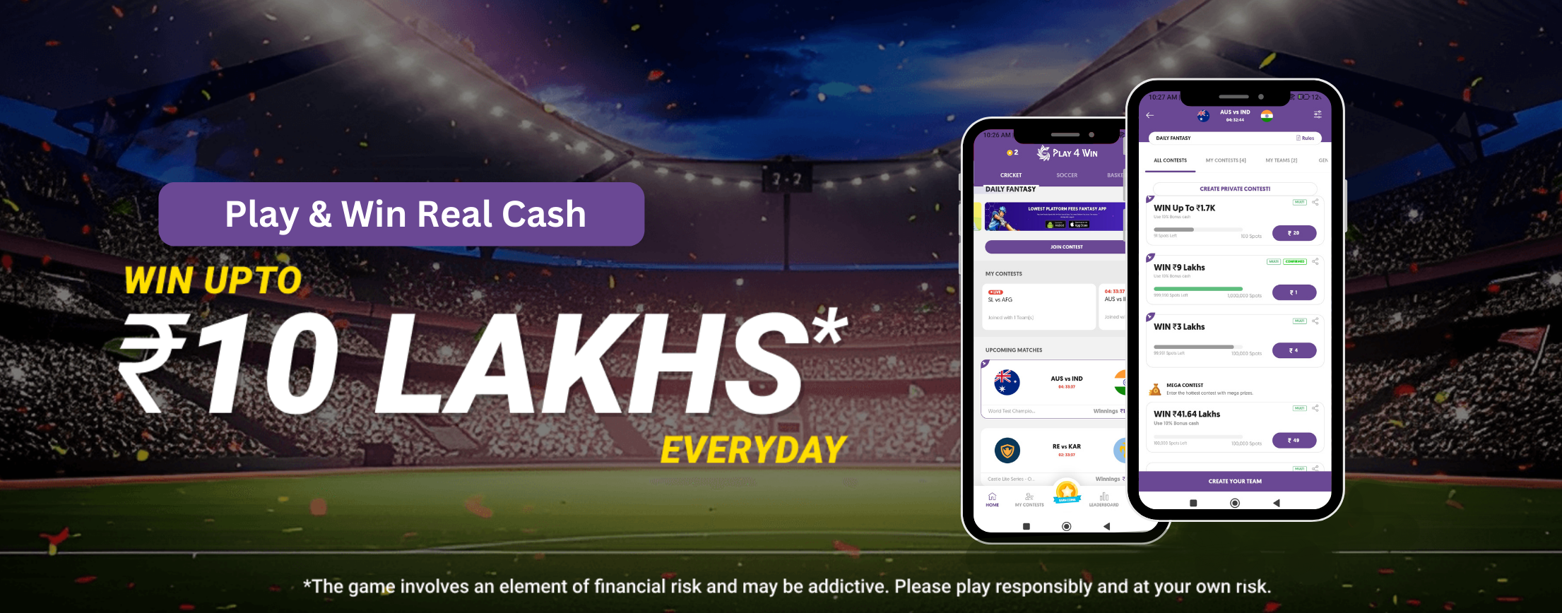 Play Play 4 Win: Fantasy Cricket App & Win Real Cash